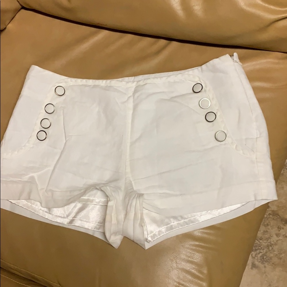 White linen shorts